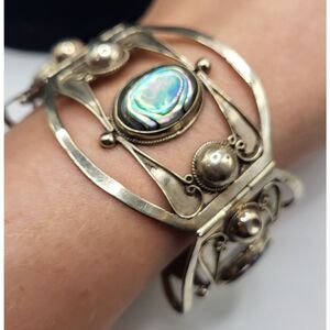 Taxco Sterling Silver Abalone Bracelet 7in
